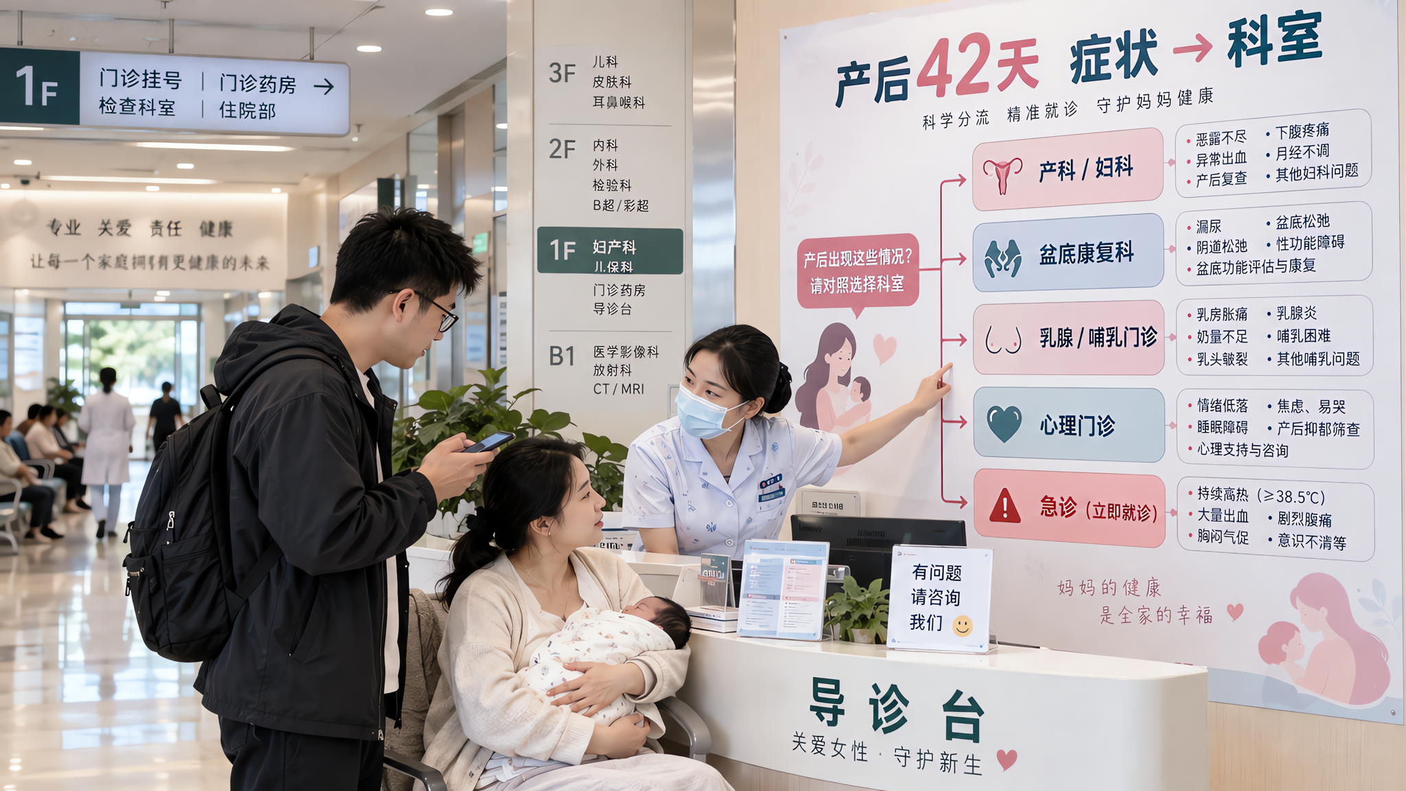 产后42天复查别挂错科：按症状选入口科室