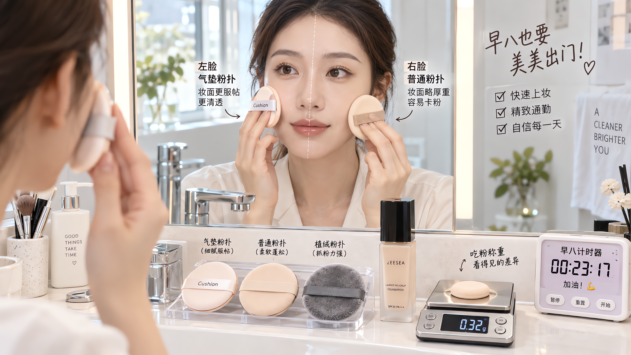 早八底妆别怪粉底：粉扑选对又快又干净