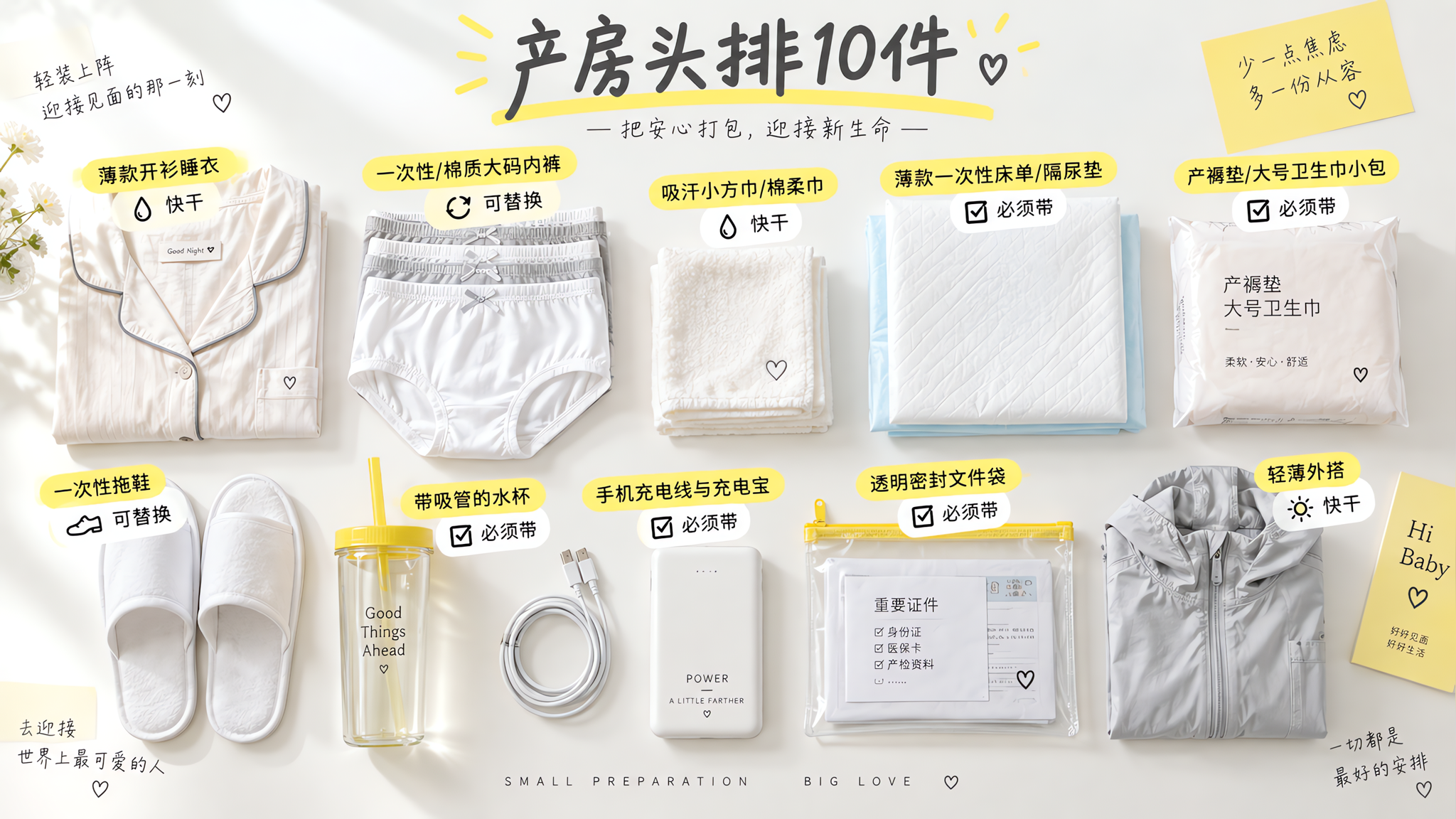 8月闷热生娃：待产包只带快干透气10件就够