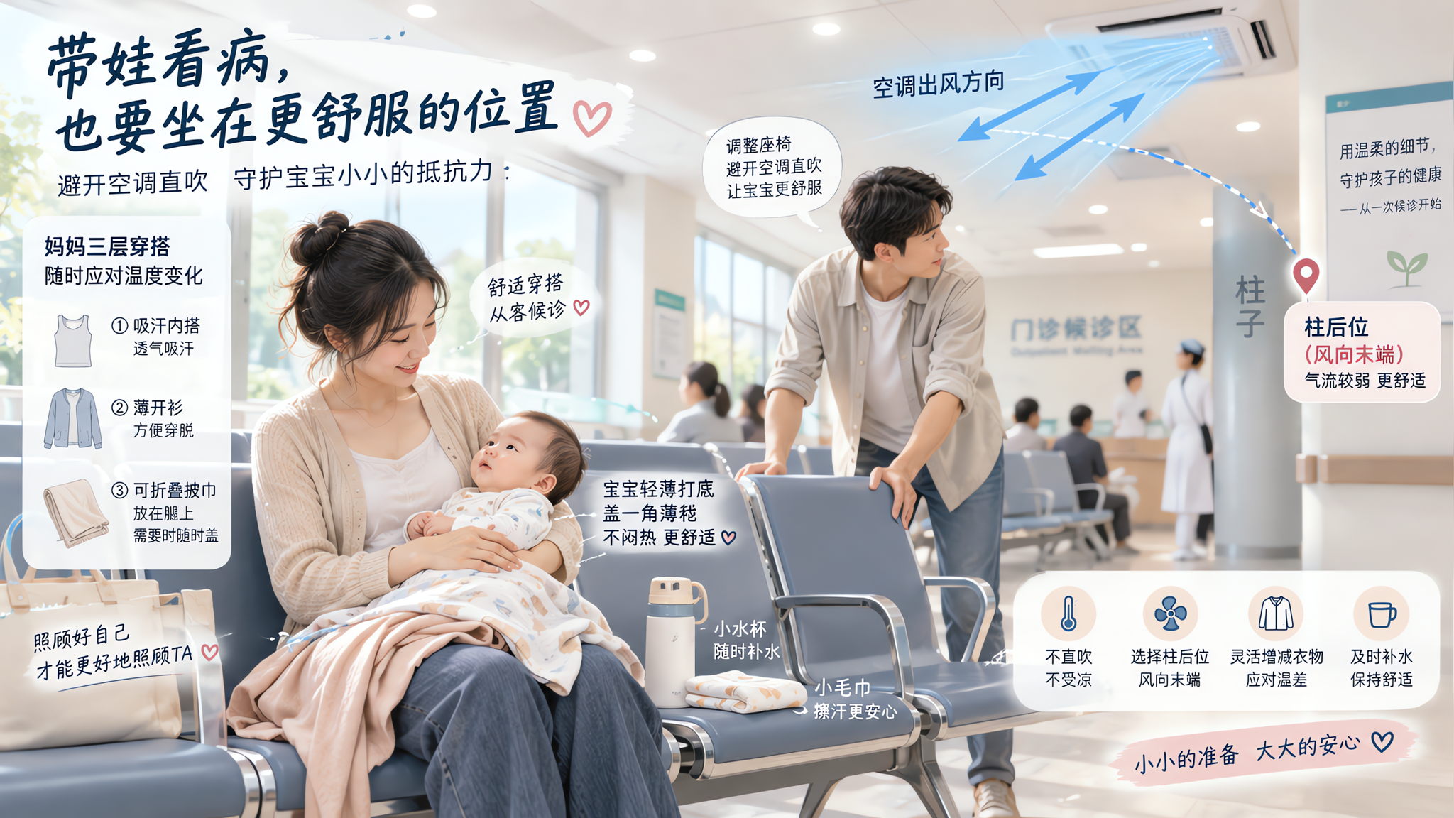 35℃去医院复查：母婴防中暑防冷风直吹清单